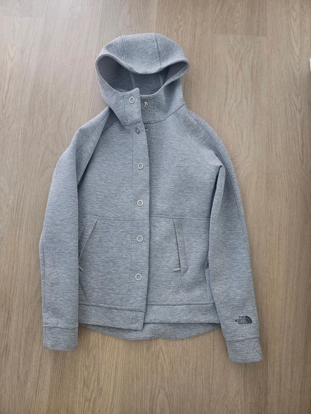 The North Face Women's Light Gray Hooded Bomber Jacket